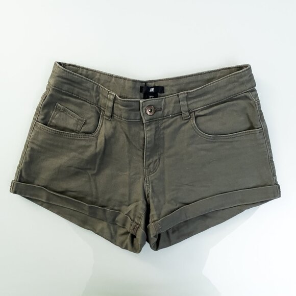 H&M Denim Shorts, Army Green , Size  4 - Picture 1 of 4